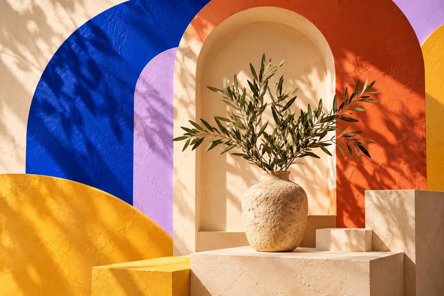 Abstract colourful brand art direction with still-life forms